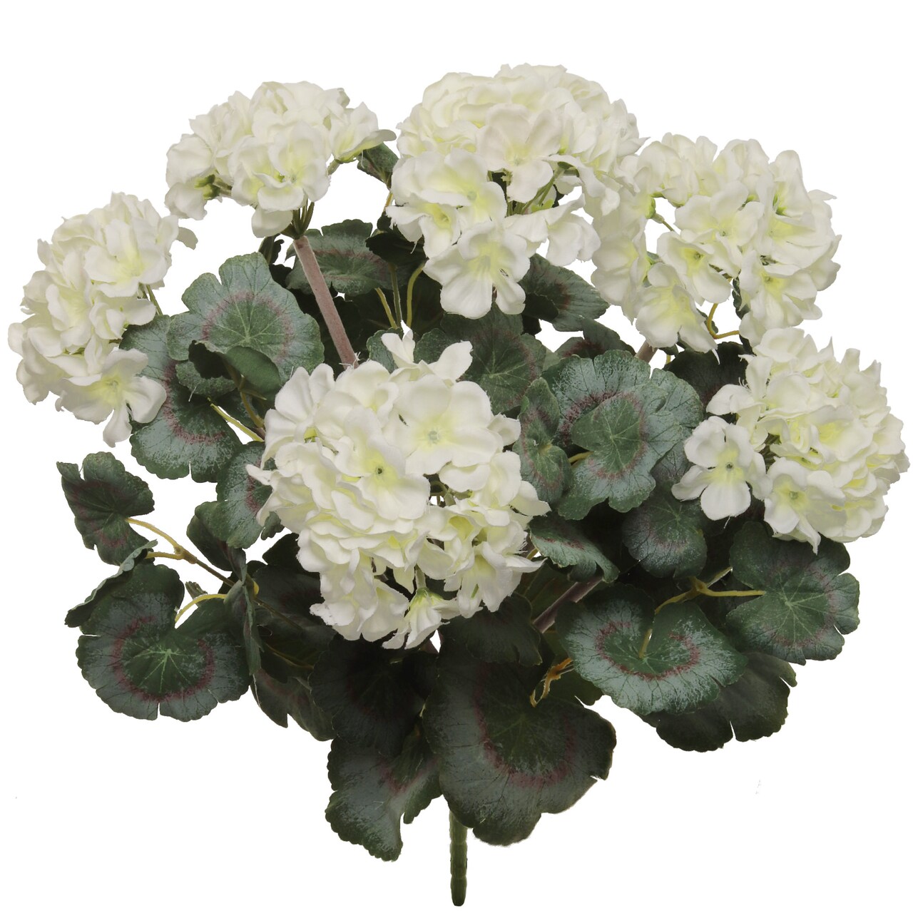 18" Deluxe White Geranium Bush - 7 Silk Flowers, Fade-Resistant, Indoor/Outdoor Decor - Perfect for Home, Garden, Spring & Summer Displays, Floral Home by Artificial Flowers